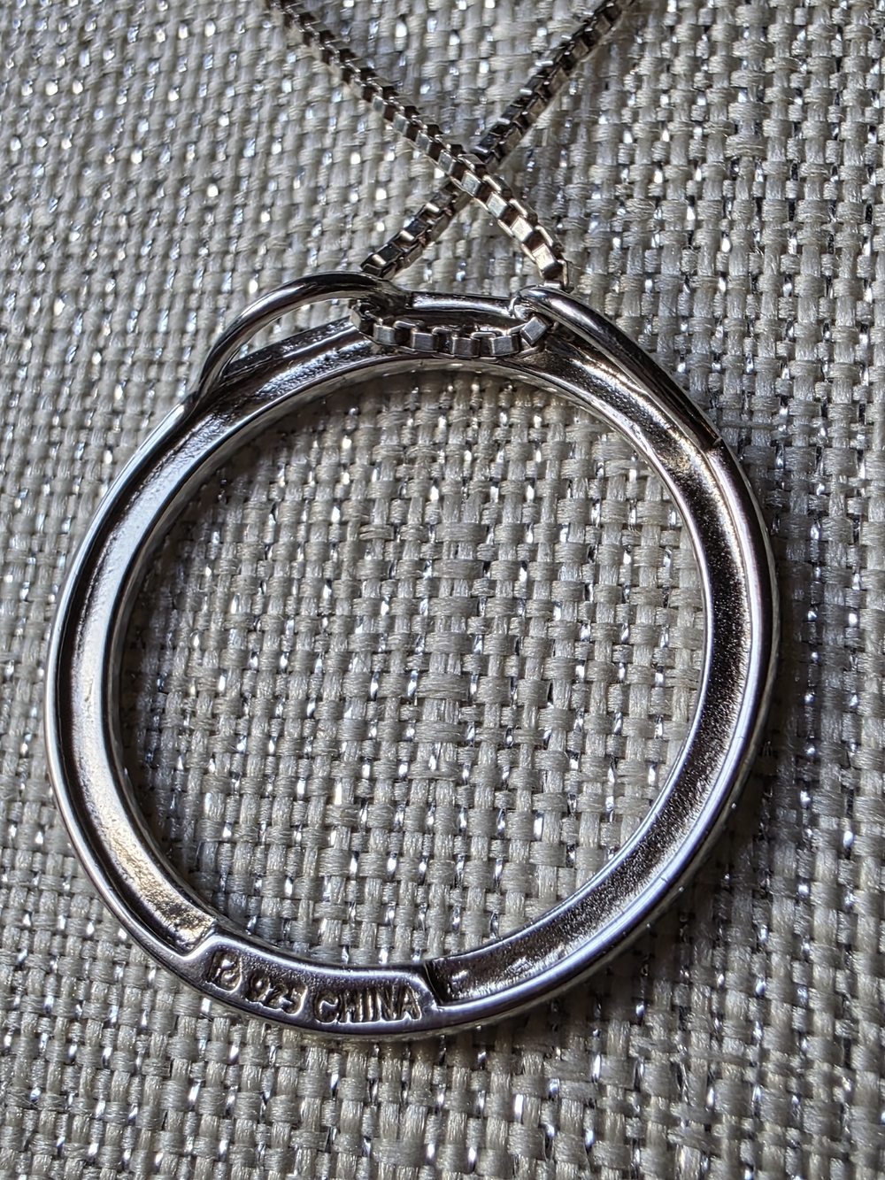 925 sterling silver pave eternity circle pendant 18" necklace - Picture 12 of 16